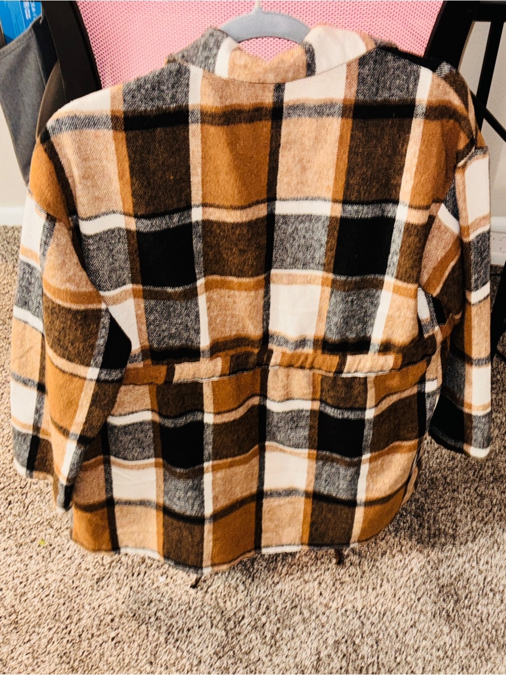Cozy Plaid Shacket in Mustard, Black & Cream